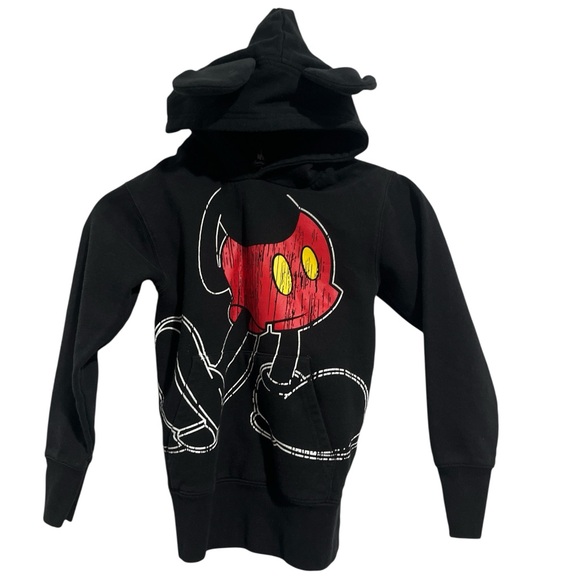 Disney Other - Disney Mickey Mouse Black Pullover Hoodie Sweater with Ears Boys Size M